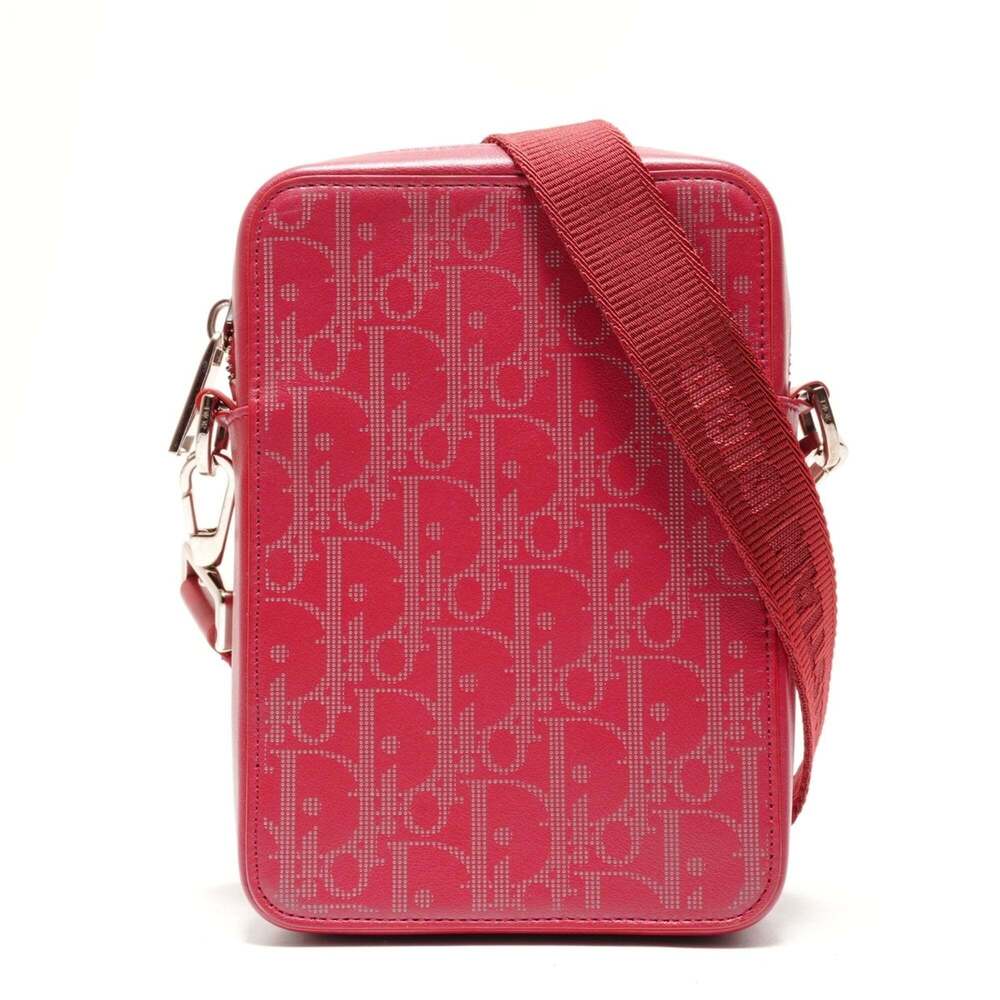 CHRISTIAN DIOR Red Leather Trotter Shoulder Bag - Picture 1 of 13
